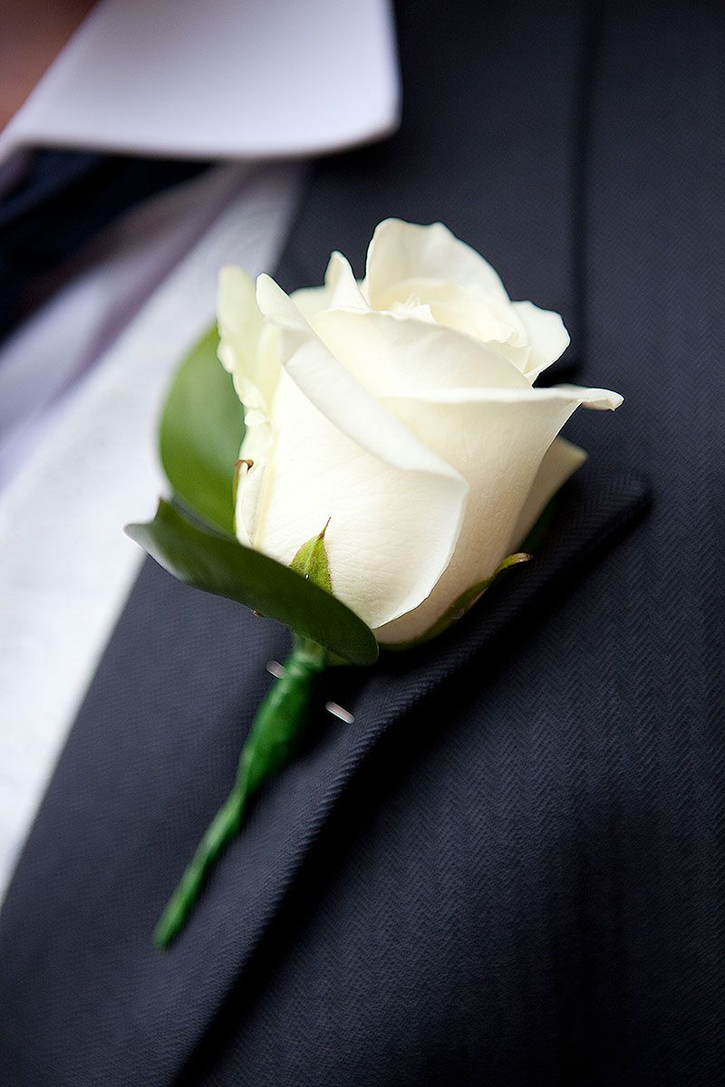 Men's Rose Boutonniere - White