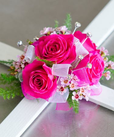 Wrist Corsage - Fuschia Rose