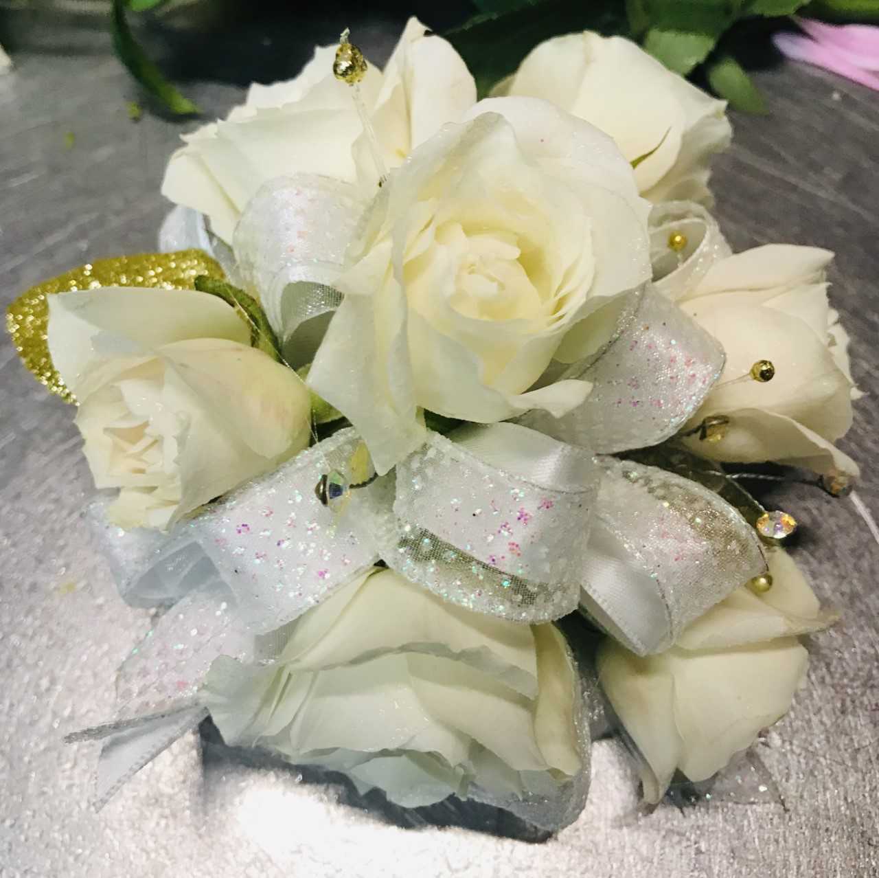 Large Wrist Corsage - White Rose