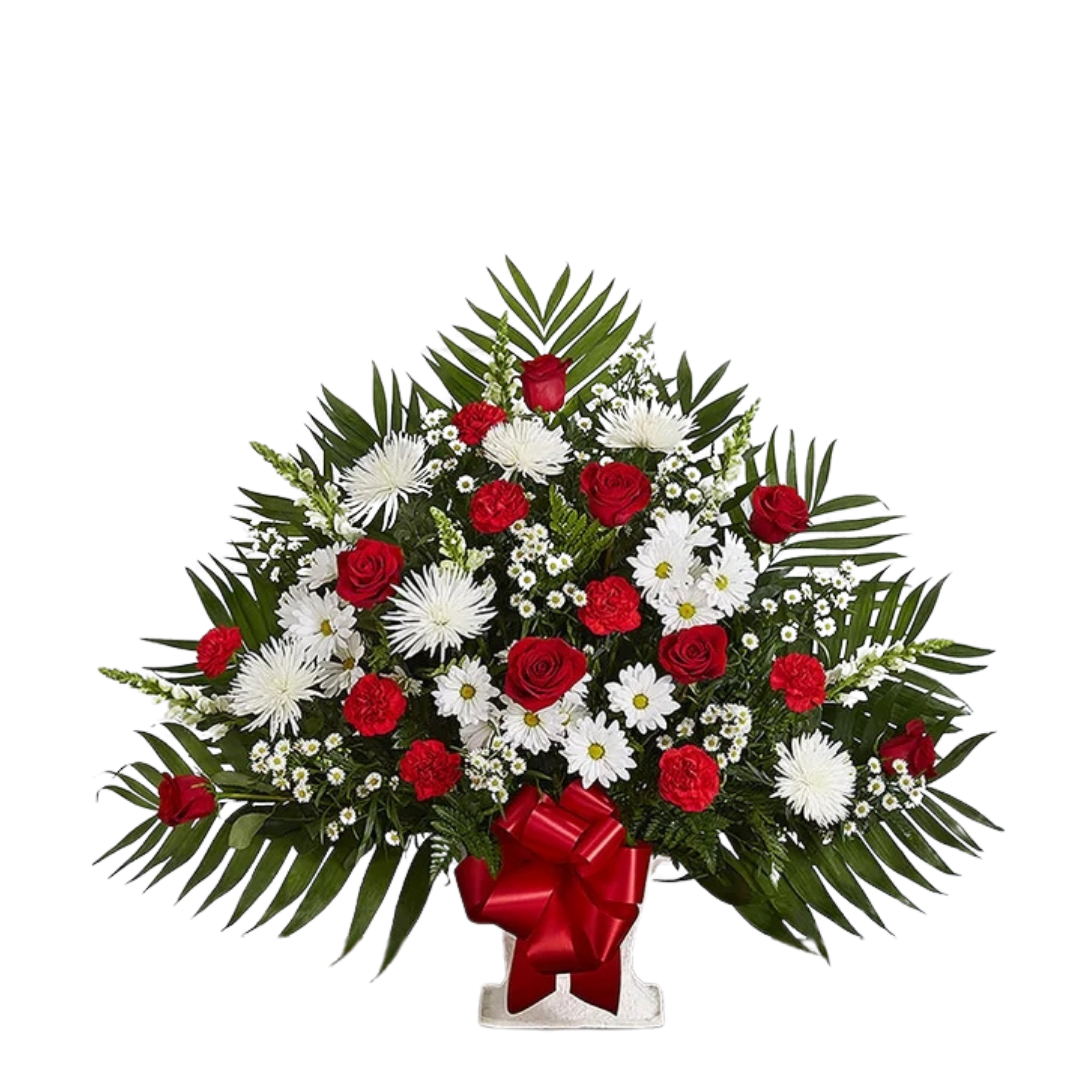 Sympathy Floor Basket - Red & White