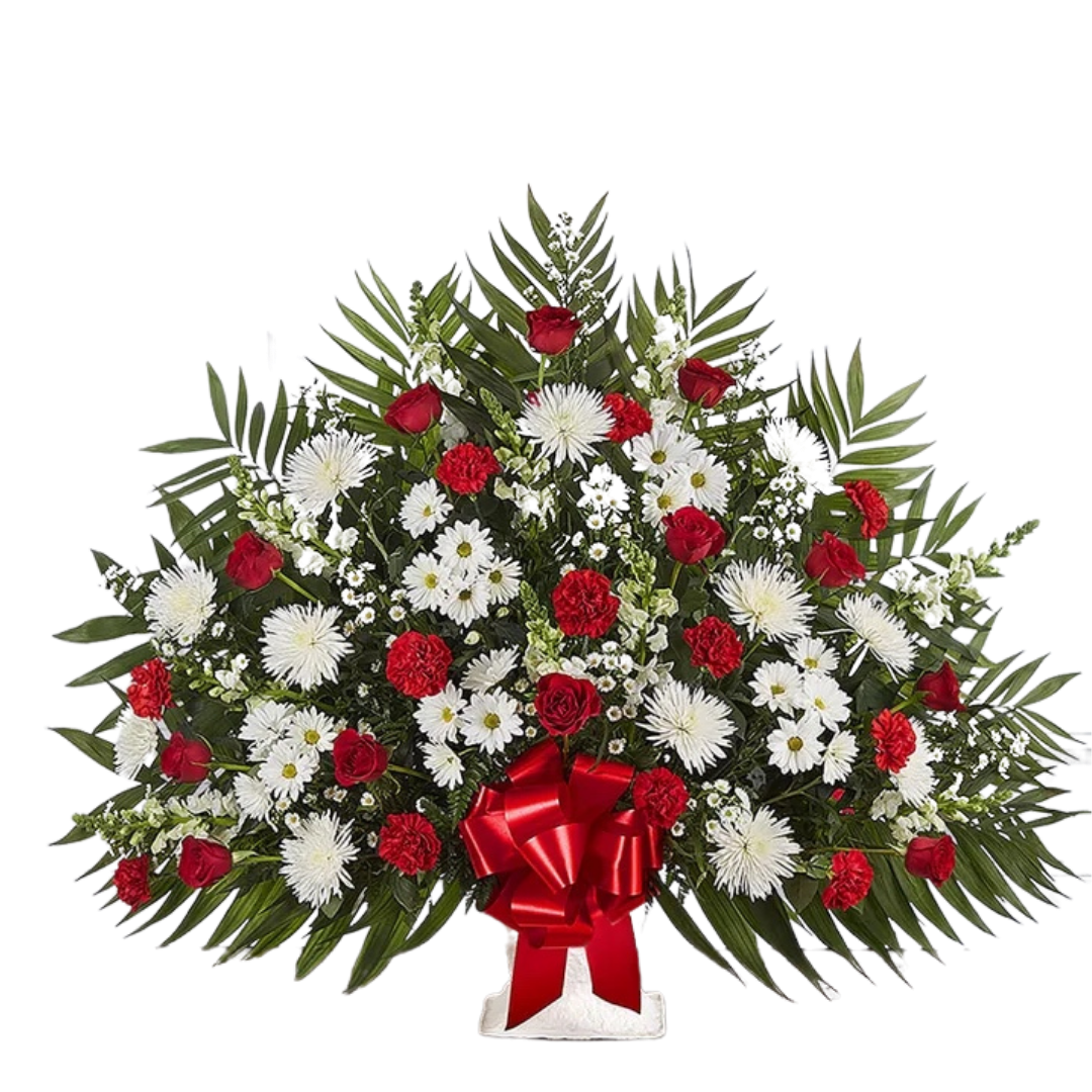 Sympathy Floor Basket - Red & White