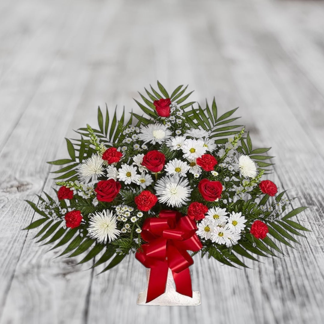 Sympathy Floor Basket - Red & White