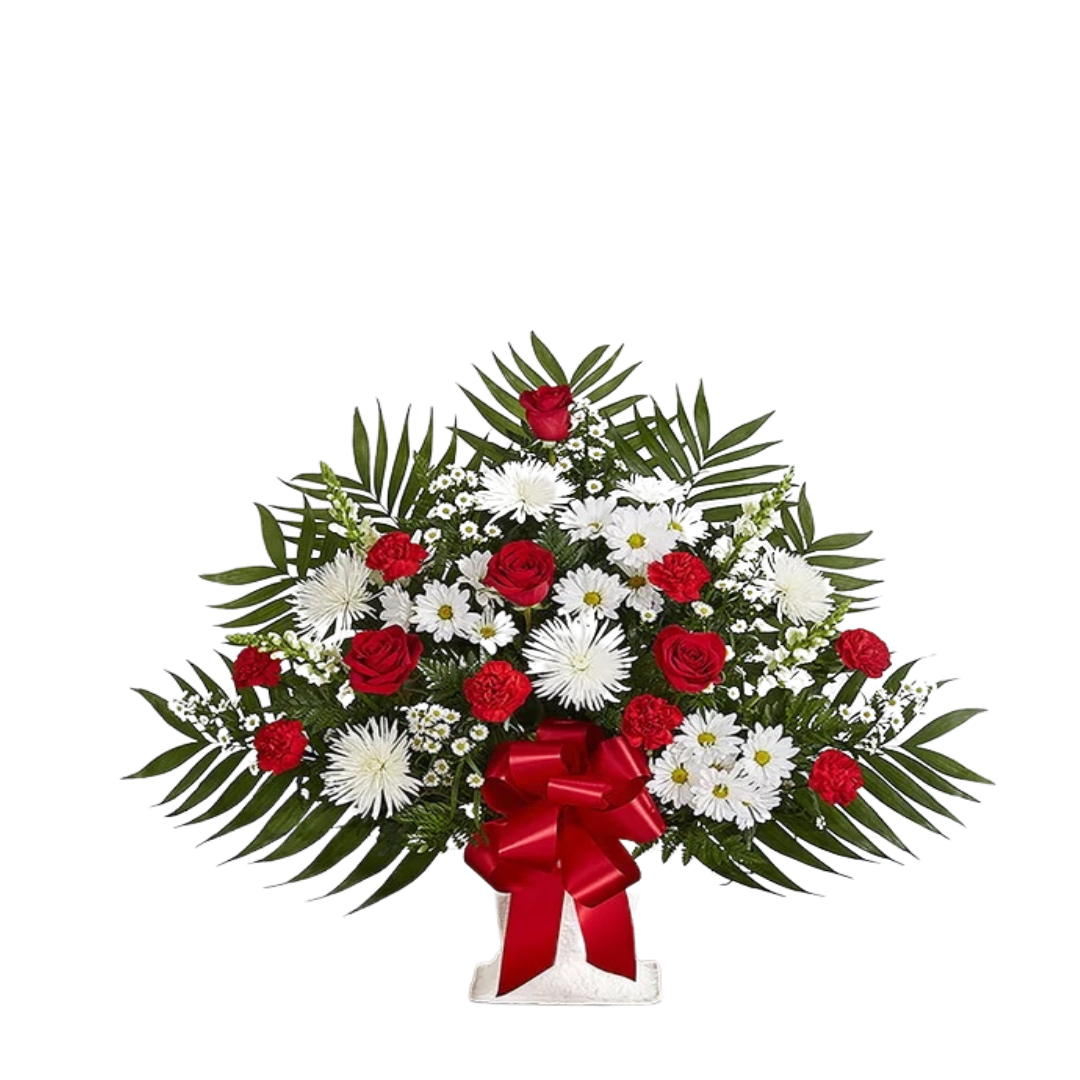 Sympathy Floor Basket - Red & White