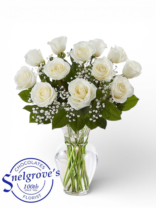 Bountiful White Rose's Vase