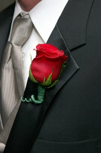 Men's Rose Boutonniere - Red