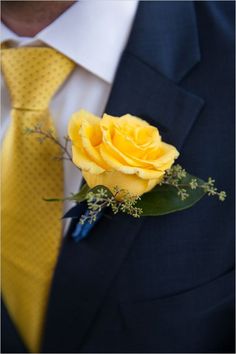Men's Rose Boutonniere - Yellow