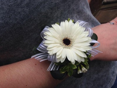 Wrist Corsage - White Gerbera Daisy