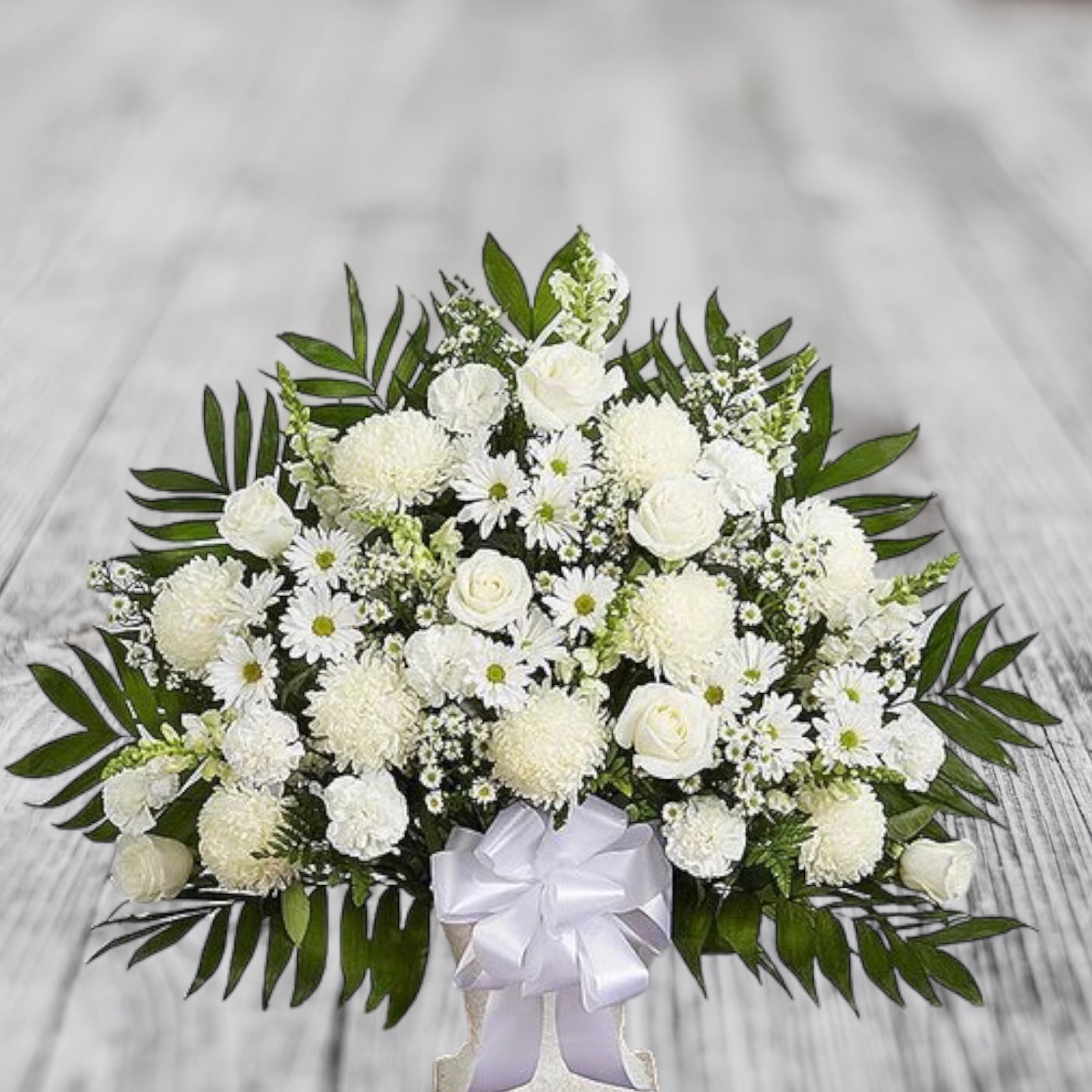 Sympathy Floor Basket - White