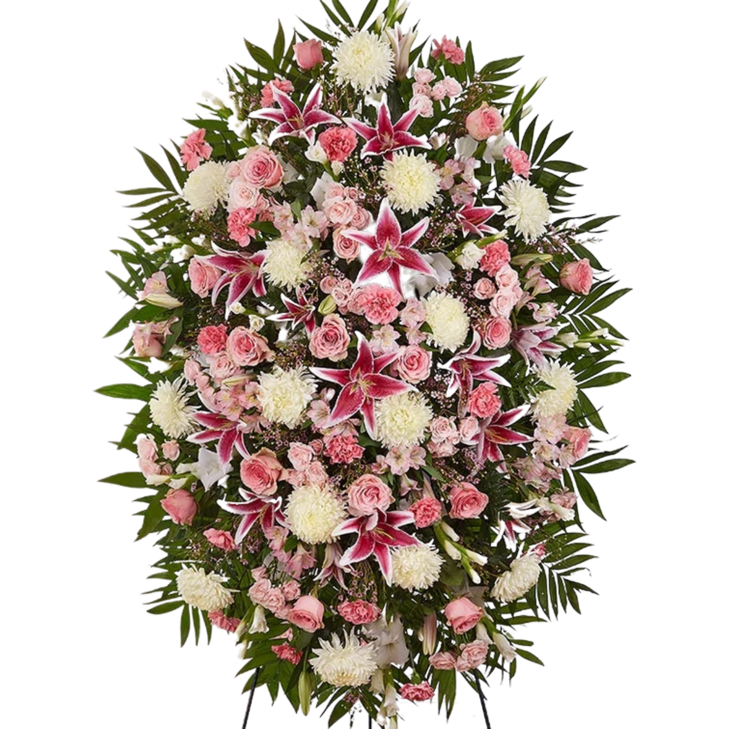 Pink & White Funeral Standing Spray