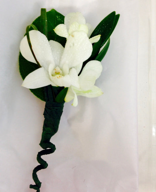 Men's Orchid Boutonniere - White